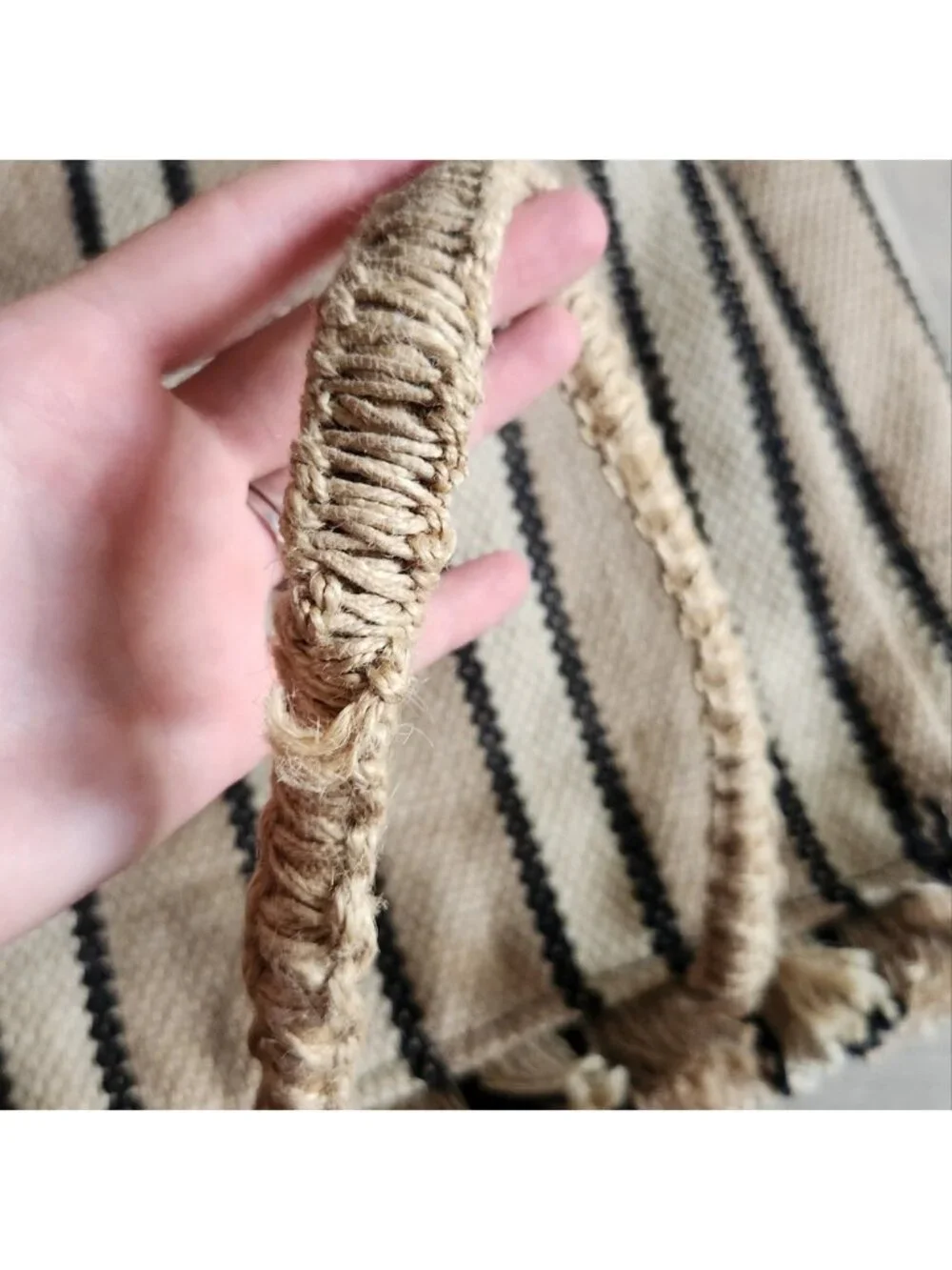 Magid‎ Large Jute Tan and Black Tote Bag